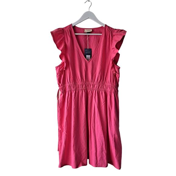 NWT Universal Thread Dress Flutter Short Sleeve Mini Cotton Pink Womens Large - Picture 2 of 13